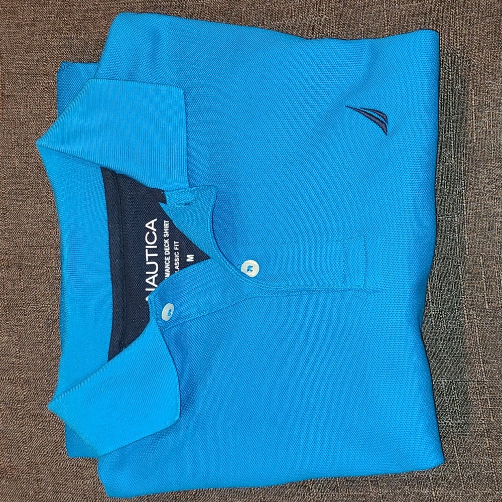 Nautica Men's Vibrant Blue Polo Shirt, Medium